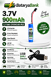 3.7V 900mAh Li-ion Oyuncak Pili USB Şarj Cihazlı 14500 Pil - BataryaBank
