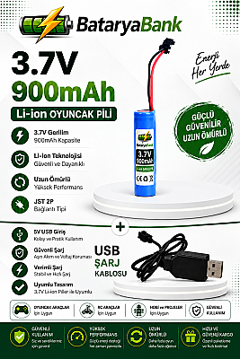 3.7V 900mAh Li-ion Oyuncak Pili USB Şarj Cihazlı 14500 Pil - 1