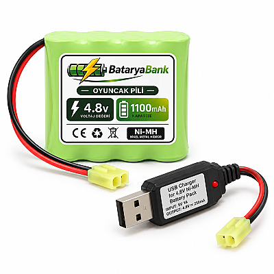 4.8V 1100MAH Oyuncak Araba Bataryası Mini Tamya Soket + Usb Şarj Cihazı - 1
