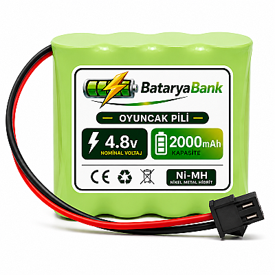 4.8V 2000mAh Oyuncak Araba Pili Bataryası Siyah Soket | Şarjlı Yedek Pil - 1