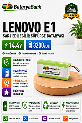 BataryaBank Lenovo E1 Uyumlu 14.4V 3200mAh Li-ion Şarj Edilebilir Robot Süpürge Bataryası - 1