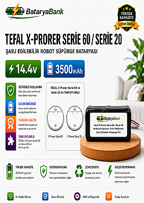 BataryaBank Tefal X-Plorer Serie 60 / Serie 20 Uyumlu Robot Süpürge Bataryası 14.4V 3500mAh Li-ion - 1