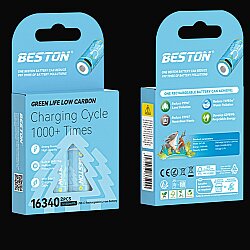 Beston CR123A 16340 3.7V 850mAh Şarjlı Li-ion Pil USB Kablolu 2'li Ambalaj - Beston