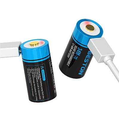 Beston CR123A 16340 3.7V 850mAh Şarjlı Li-ion Pil USB Kablolu 2'li Ambalaj - 5