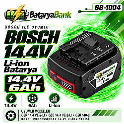 Bosch 14.4V 6.0Ah Li-Ion Akü BAT607 BAT607G BAT614 Uyumlu - BataryaBank