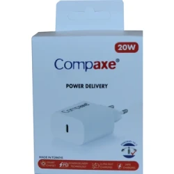 COMPAXE 20W Pd 3A Type-C Çıkışlı Şarj Adaptörü (Başlık) Beyaz - 4