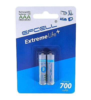 Efcell AAA 700mAh İnce Şarjlı Pil 2’li Paket - 1