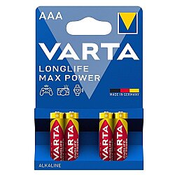 Varta Longlife Max Power AAA 4'lü Alkaline Pil 1.5V LR03 İnce Kalem Pil | Yüksek Performans - Varta